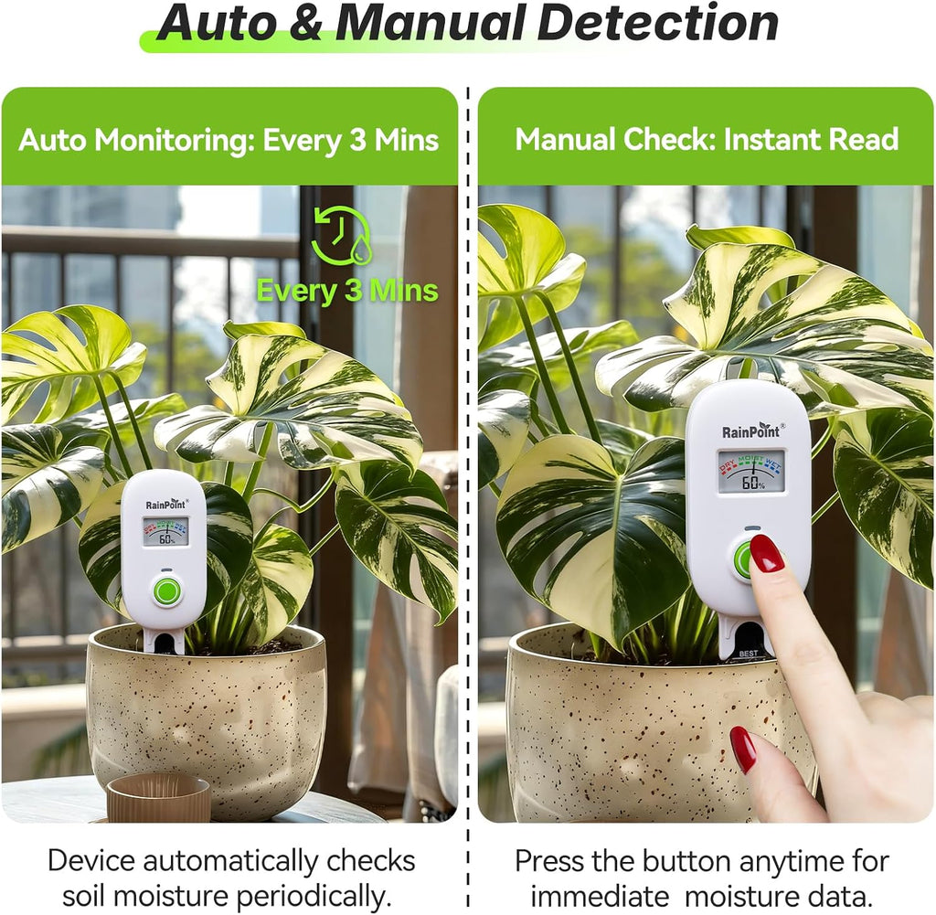 Smart Soil Moisture Meter,Visual Gauge, Optional WiFi Hub for App | Leave-In Wireless Soil Moisture Sensor with