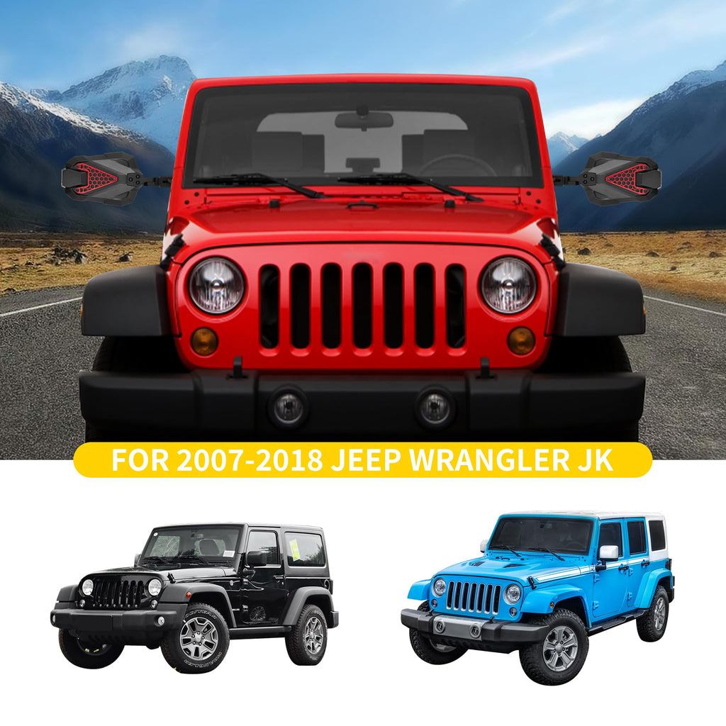 RERPRO Side Mirrors Doors Off for 2007-2018 Jeep Wrangler JK, Telescopic