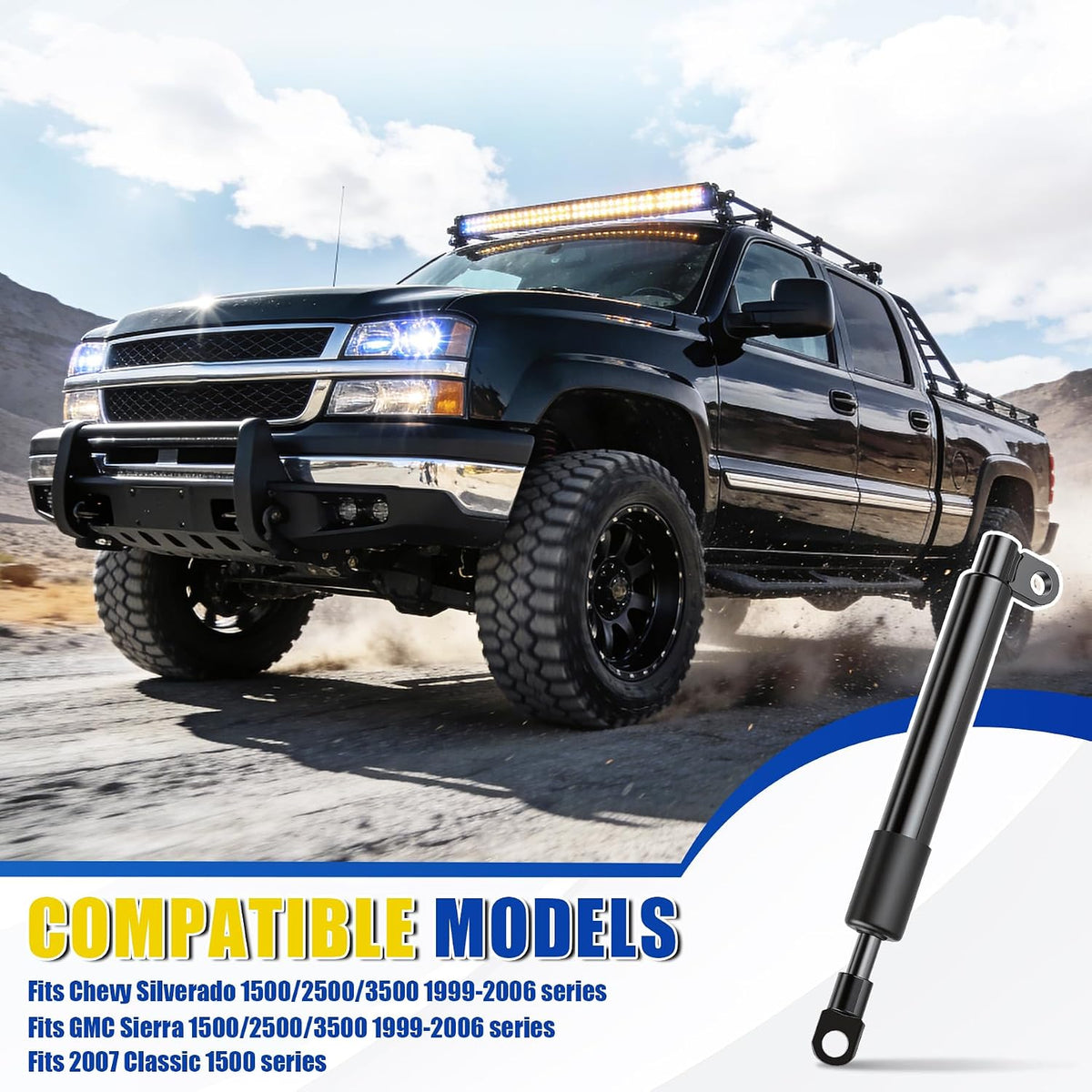 LivTee Tailgate Assist Shock Kit, Slow-Down Tailgate Damper Compatible with Chevy Silverado & GMC Sierra 1500 2500 3500 1999-2006 & Classic 1500 2007, Pickup Truck Accessories