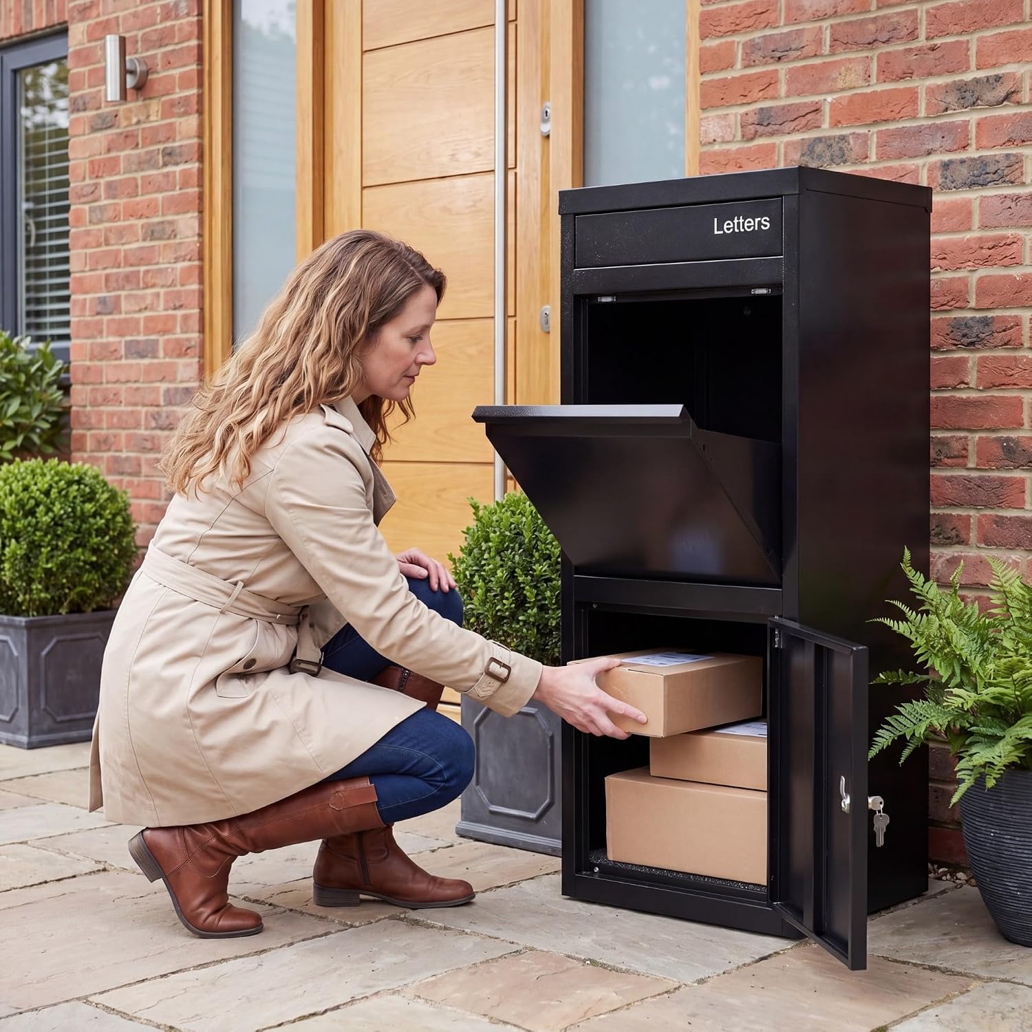 Large Outdoor Package Delivery Box with Anti-Theft Design | Lockable Door, and Weatherproof Galvanized Steel for