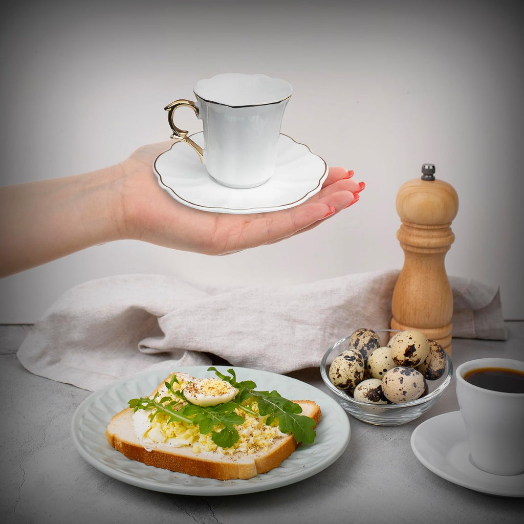 BTaT- Porcelain Espresso Cups Set, 3 oz, 6 Set, Small Coffee Mugs