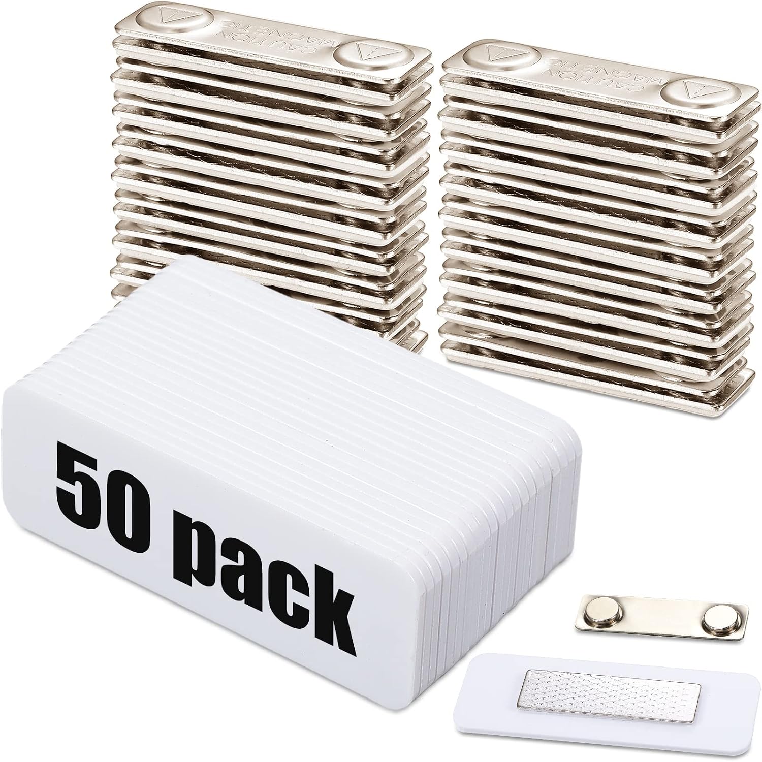 50 Sets 1 x 3 Inch Blank Magnetic Name Tags Magnetic Name Badge Holder Acrylic DIY Badges with Adhesive Tape Custom