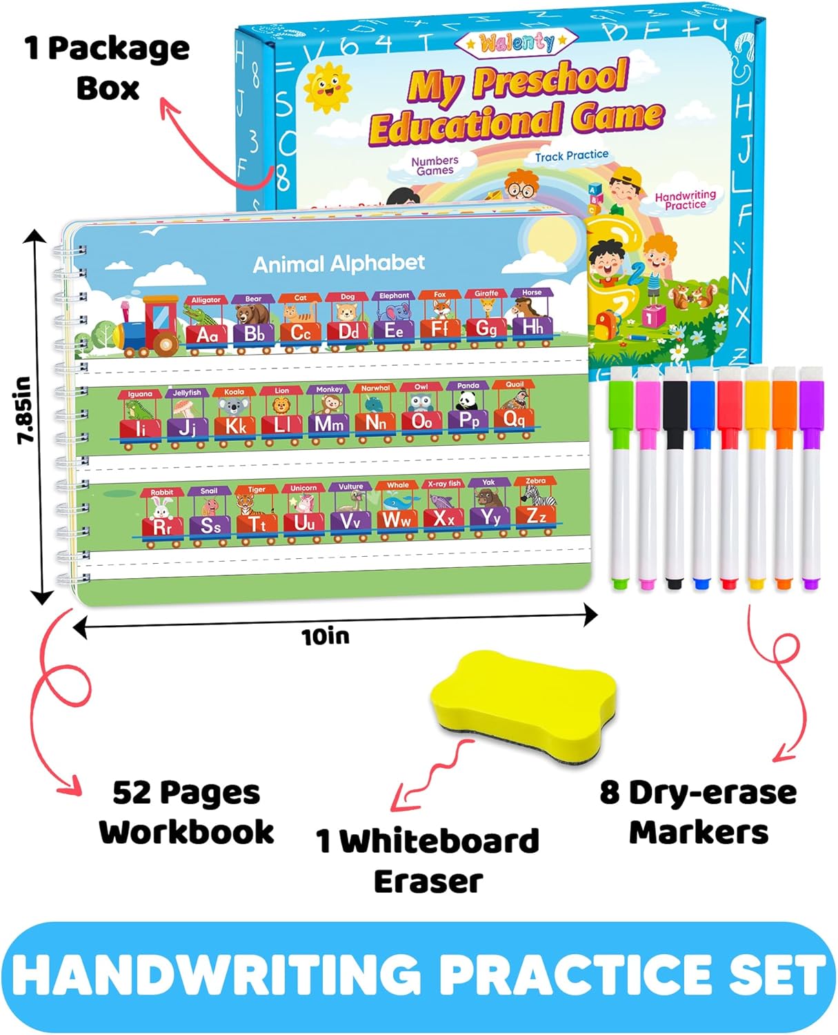 Preschool Kindergarten Workbooks, Learning Toys for 3 4 5 Year Old Gifts | Number Letter Tracing, Coloring Activity