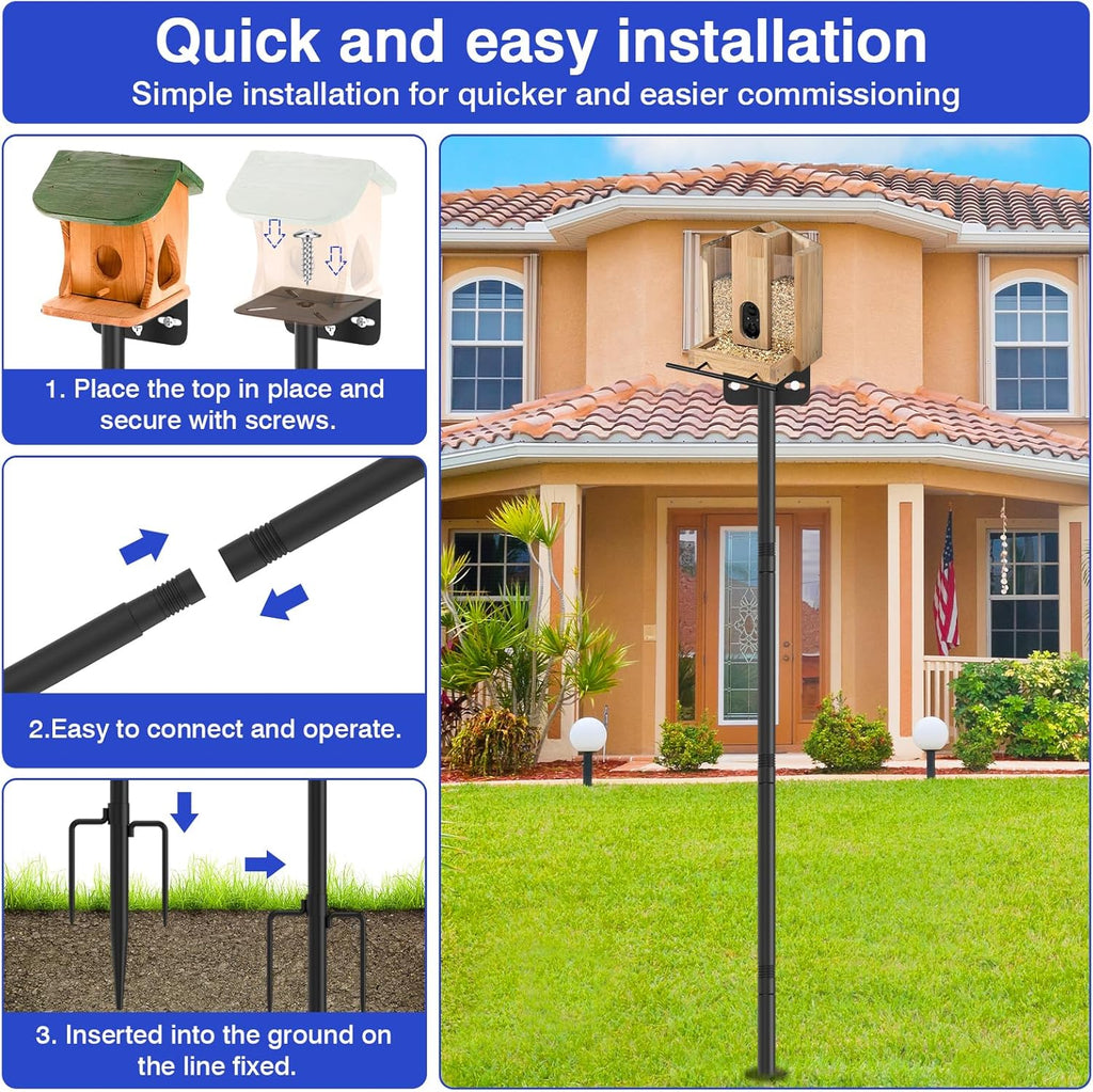 80 Inch Adjustable Bird Feeder Pole,Bird House Pole Suitable for Feeders & Birdhouse,Weather Station,Heavy-Duty