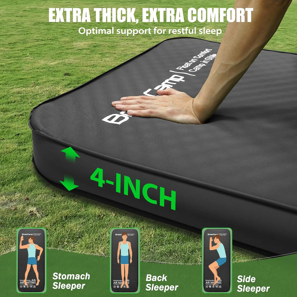 Self Inflating Sleeping Pad with Electric Pump, 4" Thick Memory Foam Sleeping Pad for Camping, 9.5 R-Value Insulated