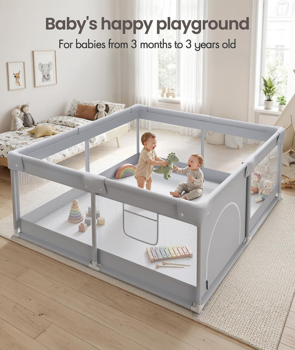 Baby Playpen, 47×47in Playpen for Babies and Toddlers with Door | Baby Play Yard for Indoor & Outdoor, Soft
