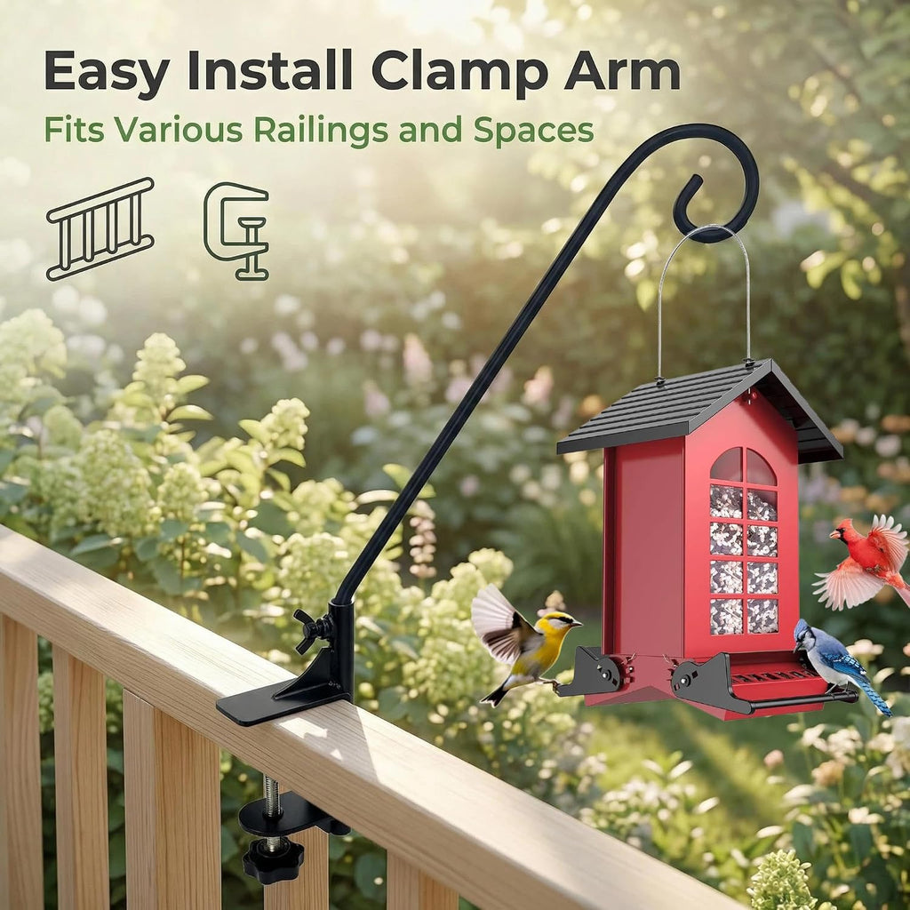 Heavy Duty Deck Hook,360 ° Rotating Design,Pole 15”Long Metal Deck Railing Hooks for Hanging Bird