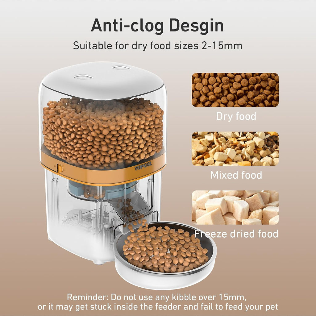 Automatic Cat Feeder, 3L Cat Food Dispenser with Anti-Jam Design, Over 180-day Battery Life, 1-6 Meals Per Day with