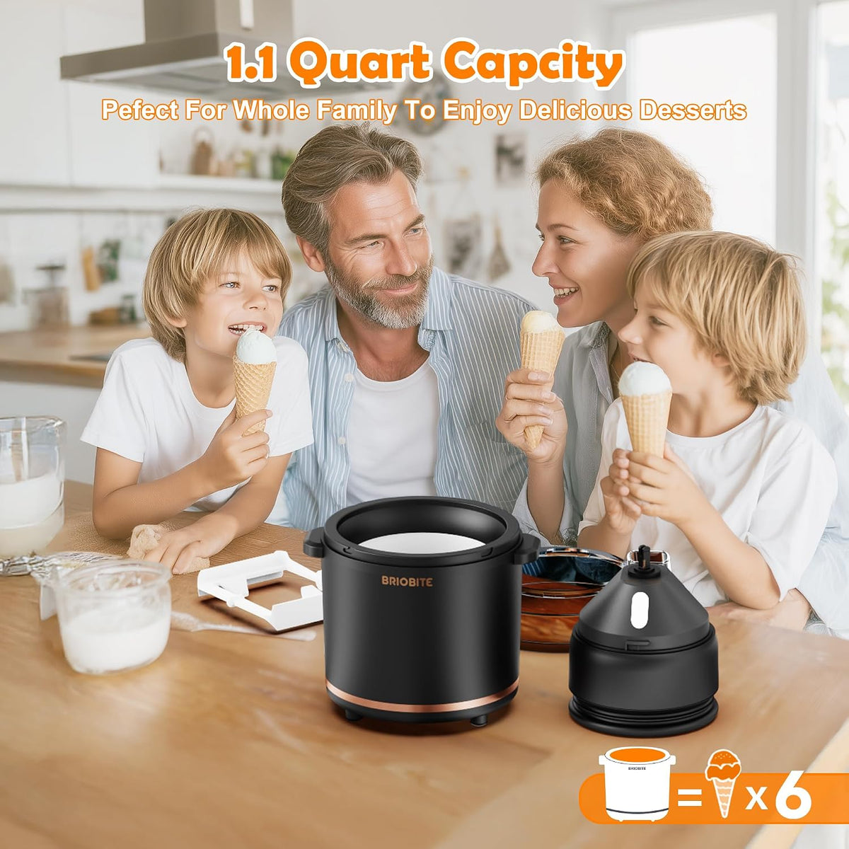 1.1 Quart Ice Cream Maker Machine,Black