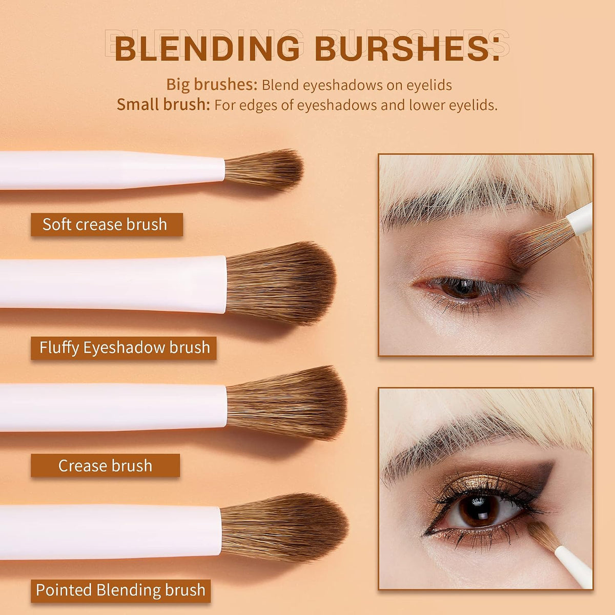 Eye Makeup Brushes 10pcs Eyeshadow, Blending & Eyeliner Brush T330