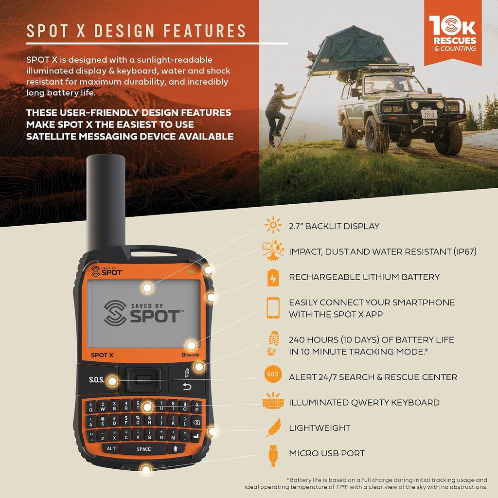Spot X with Bluetooth 2-Way Satellite Messenger | SOS Protection, Handheld Portable 2-Way GPS Messenger for Hiking