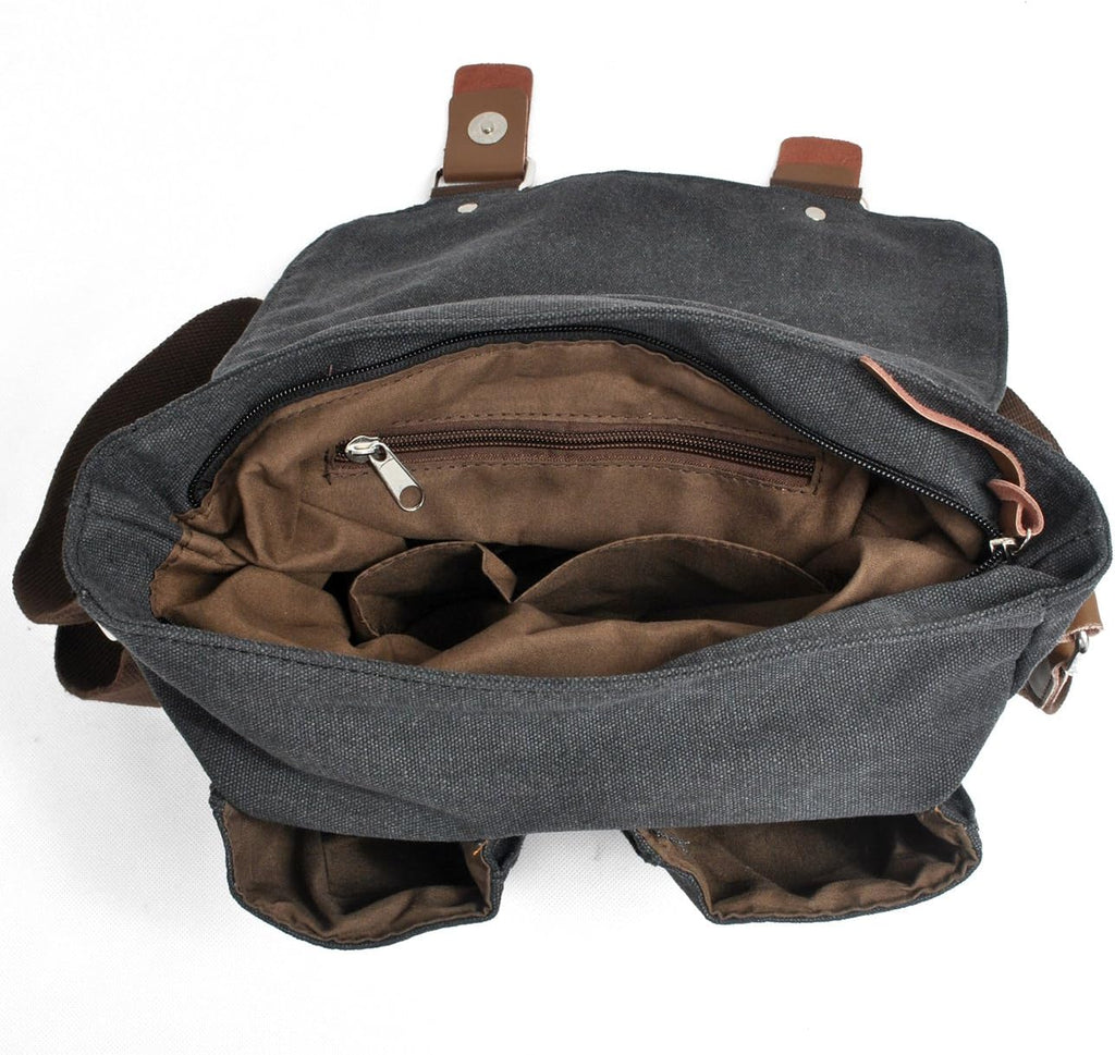Waterproof Camera bag/Case, Vintage Canvase Leather Trim DSLR SLR Camera Shoulder Messenger Sling bag for for Nikon