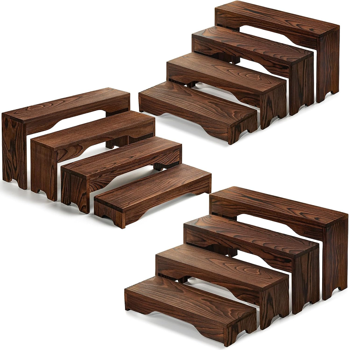 3 Set Upgraded Wooden Tiered Risers Display Stand