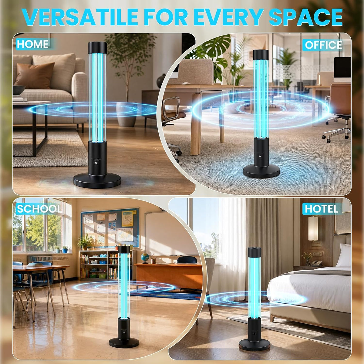 UV Sanitizer Light, 60W UV Lamp with Motion Sensor, Ultraviolet Light with Magnetic Remote Control, Household