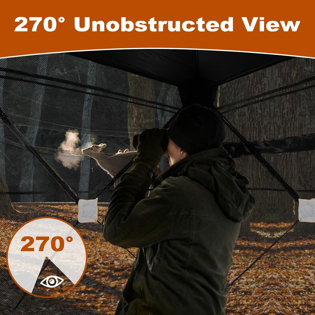 270°See Through Hunting Blind, 2-3 Person Pop Up Camouflage Tent with Carrying Bag, Portable Hunting Tent with
