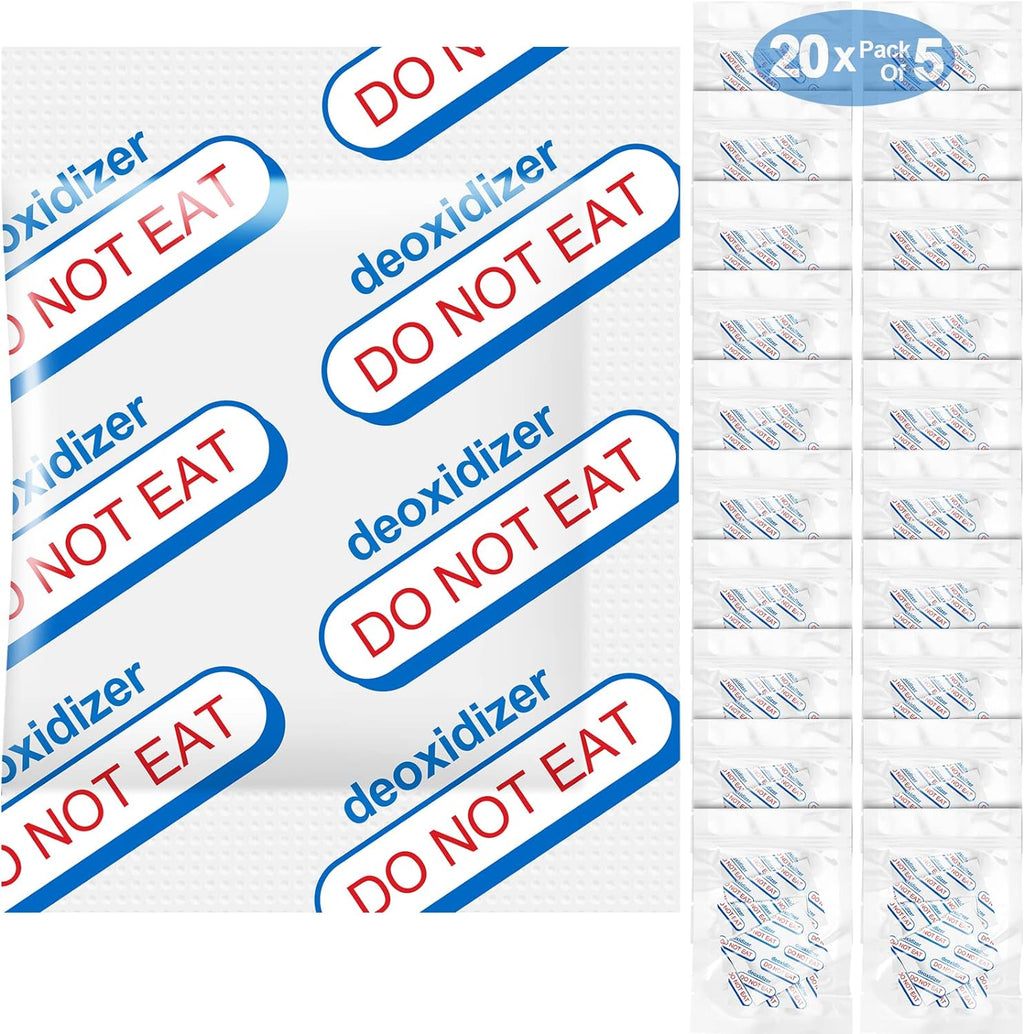 500cc Oxygen Absorbers for Food Storage - 100 Count (20x Packs of 5)