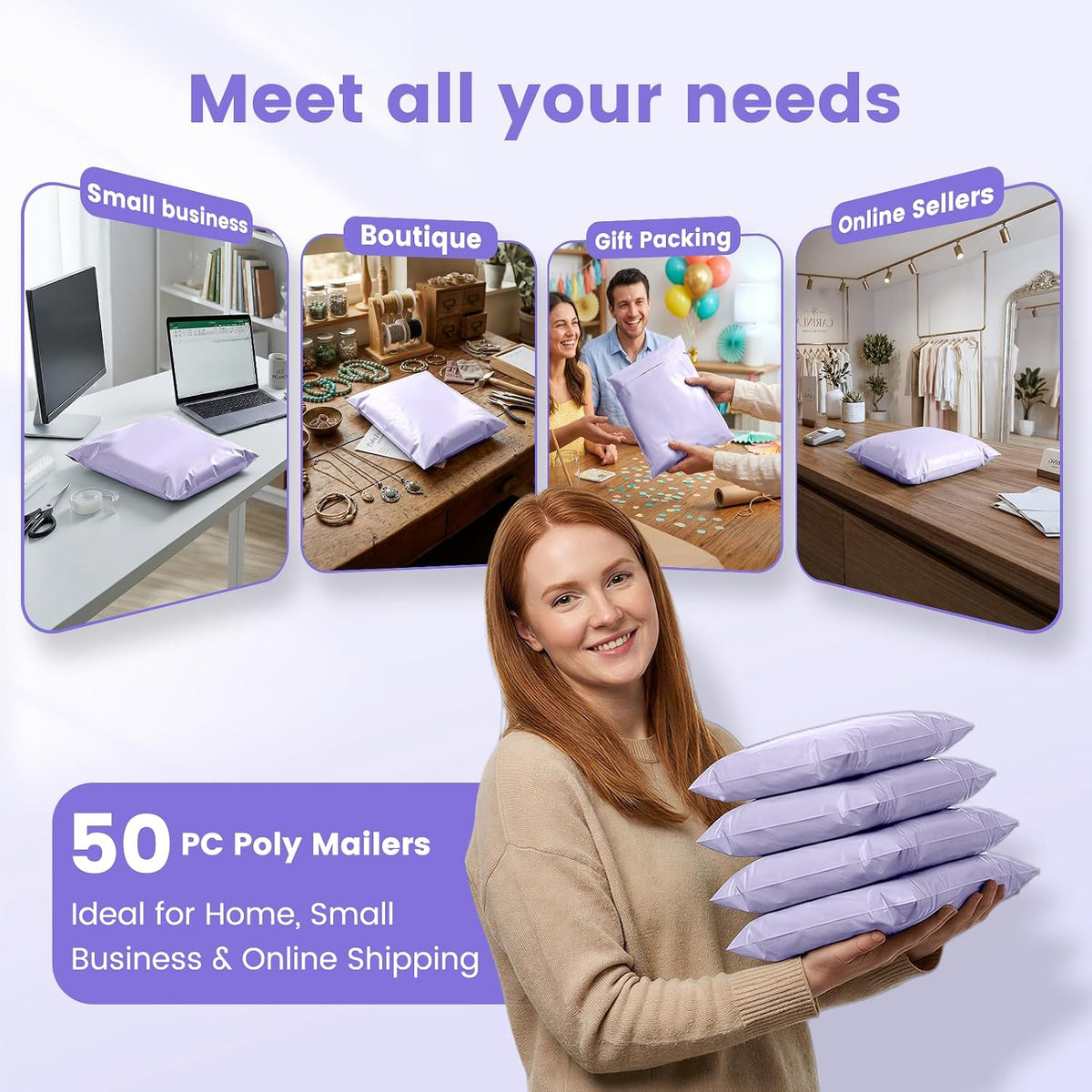 Poly Mailers 10x13 100 Pack, Self Seal Shipping Bags for Clothing