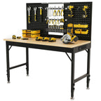 Heavy-Dute Work Bench for Garage, Adjustable Work Table with Light & Outlet