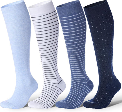 Cotton Compression Socks for Women Men 20-30 mmHg Knee High Cute Support Sock for Nurses Flying Pregnancy