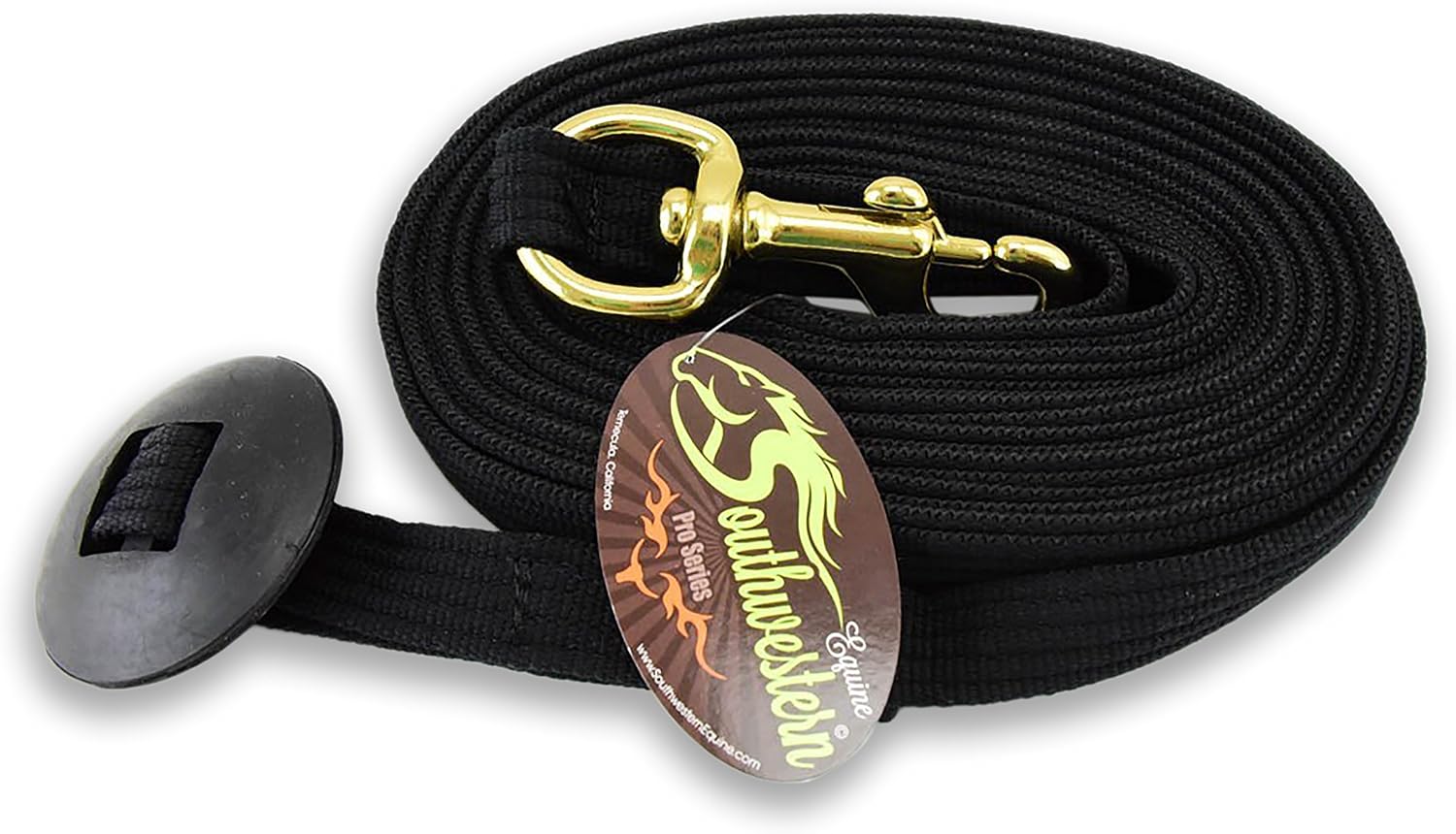 Lunge Line for Horses Cotton Horse Lunge Line with Bolt Snap & Rubber Stop (Black, 24')