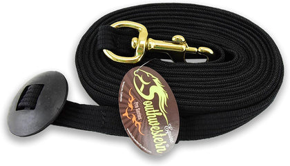 Lunge Line for Horses Cotton Horse Lunge Line with Bolt Snap & Rubber Stop (Black, 24')