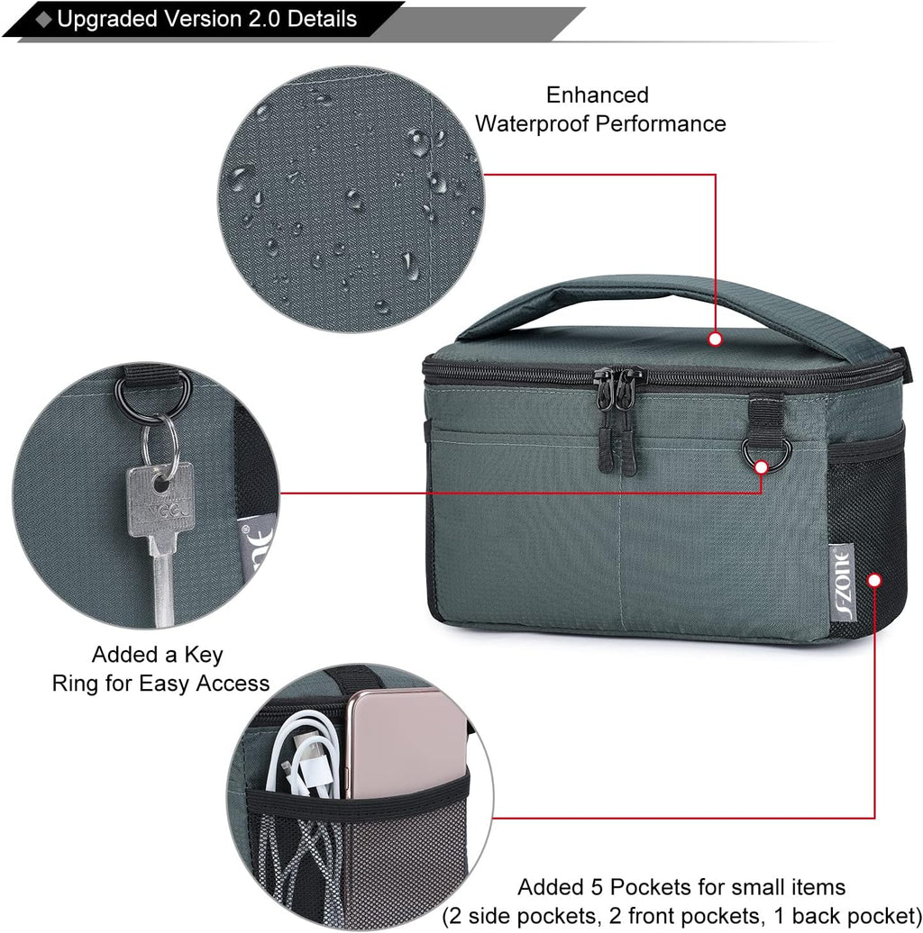 Water Resistant Camera Insert Bag with Sleeve Camera Case | Thicker Padding,Detachable Dividers,Fits in Backpack or