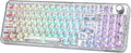 X98 Wireless Mechanical Keyboard with Knob (White, Crystal Switch) | BT5.0/USB-C/2.4GHz,1800 Layout with Number
