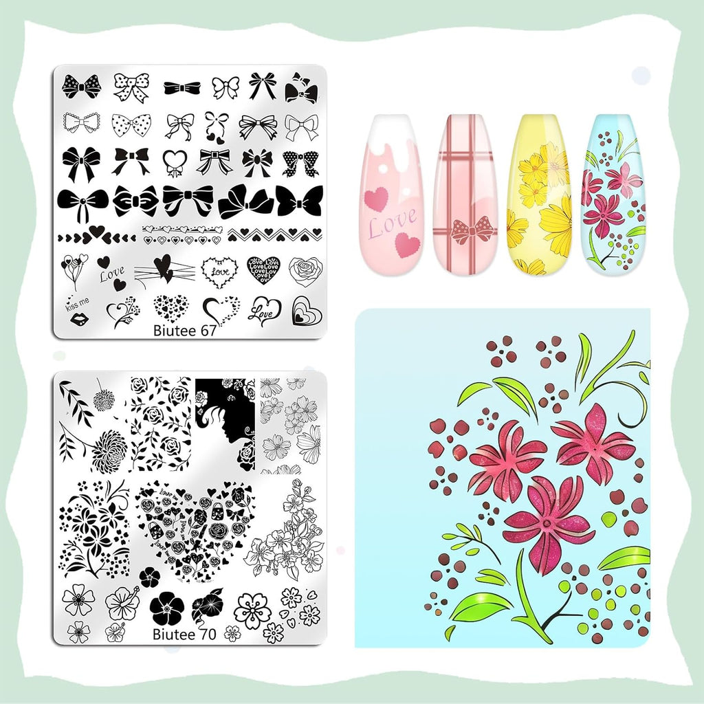 16PCS Nail Stamping Plates Nail Stamping Kit with Nail Art Stamper