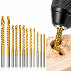 12-Piece Titanium HSS Twist Drill Bit Set, Serrated Side Cutting