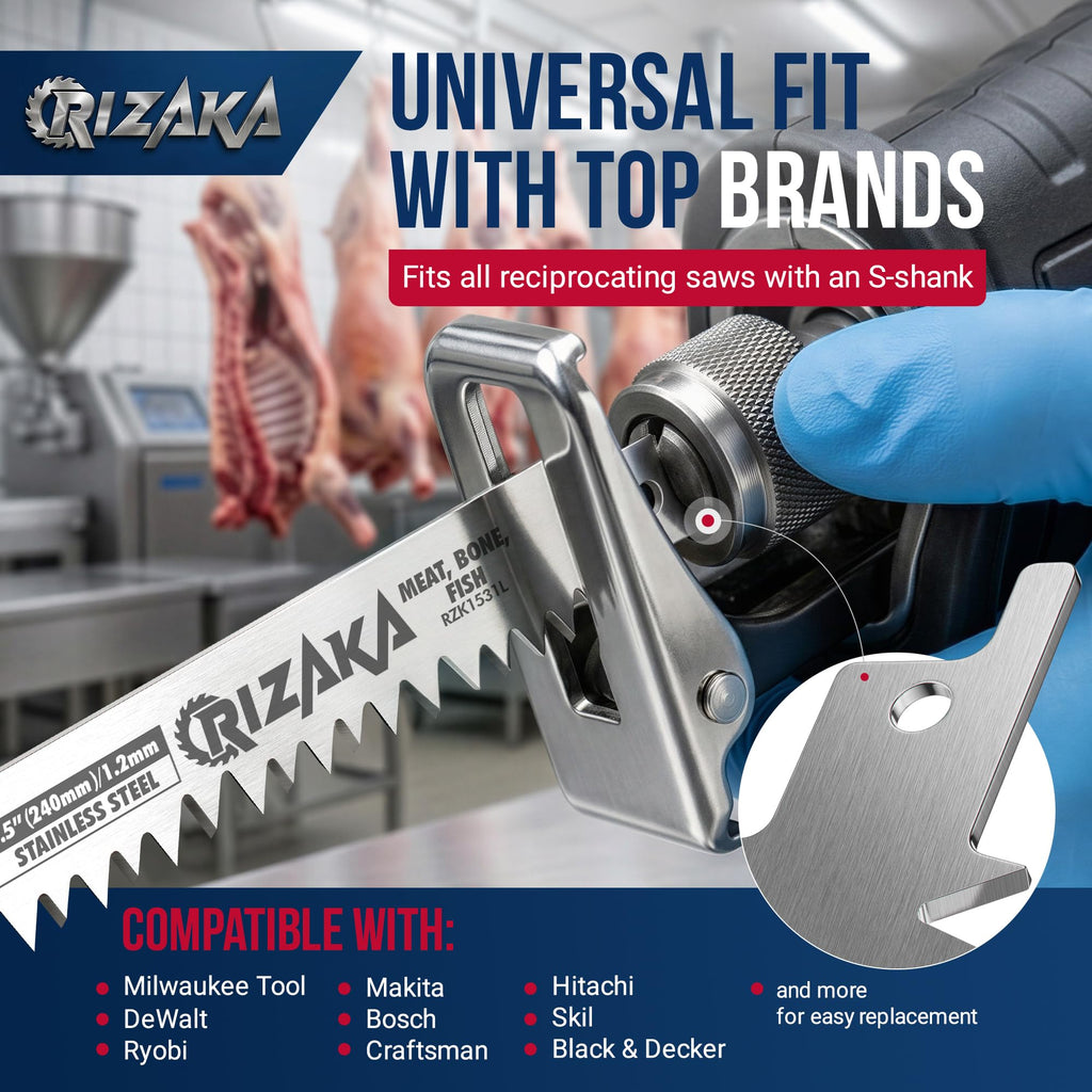 RIZAKA 6 pcs Reciprocating Saw Blades for Frozen Meat, Bone - 3/5/8TPI