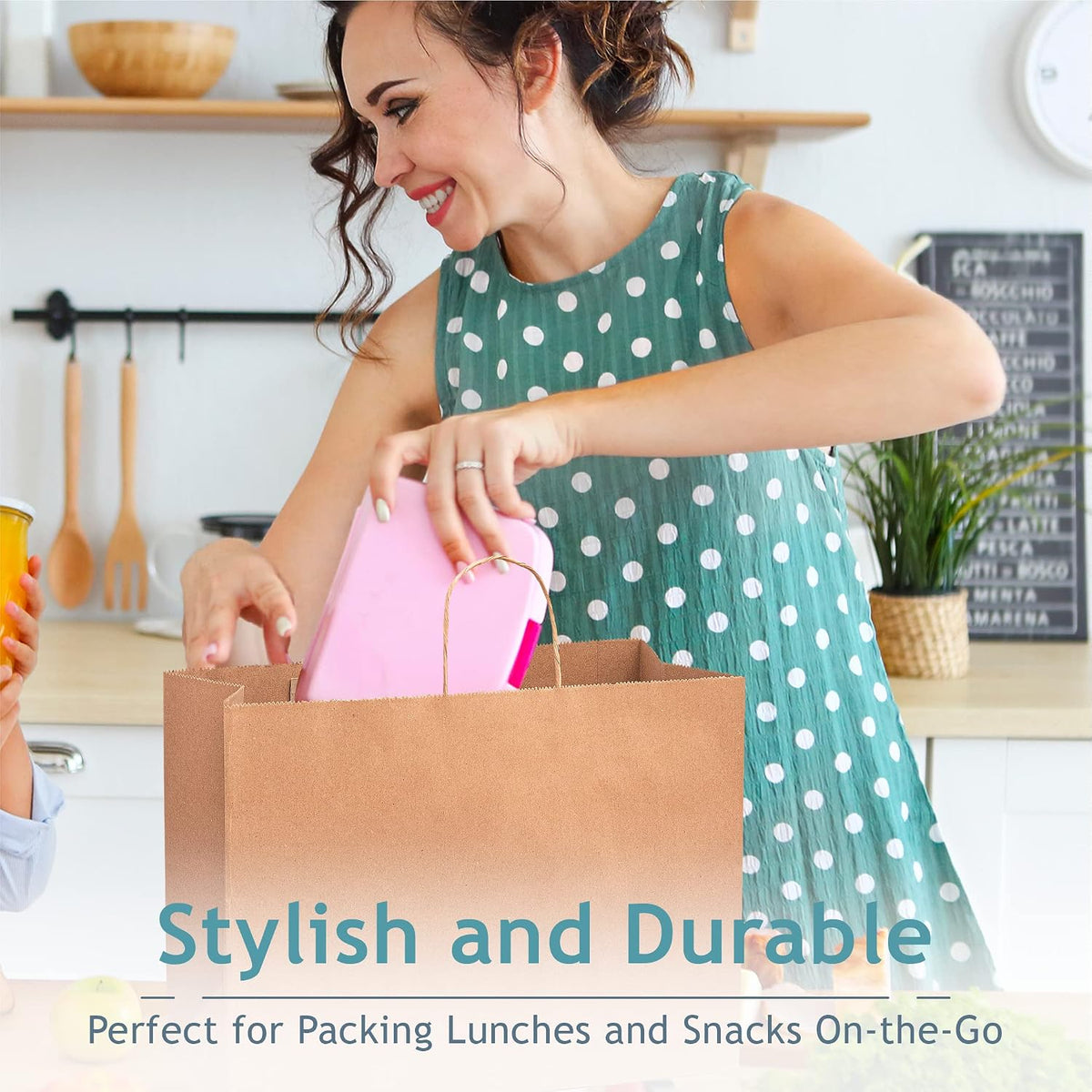 Large Brown Paper Bags with Handles, 16x6x12-50 Pack