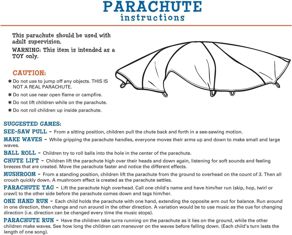 86-941 Kids 12-Foot Parachute with Handles and Carry Bag