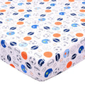 Crib Sheet - 1 Pack Sports Theme Nursery Bedding Sheet - Footballs Printed Standard Size Infant Bed Sheet Basketball