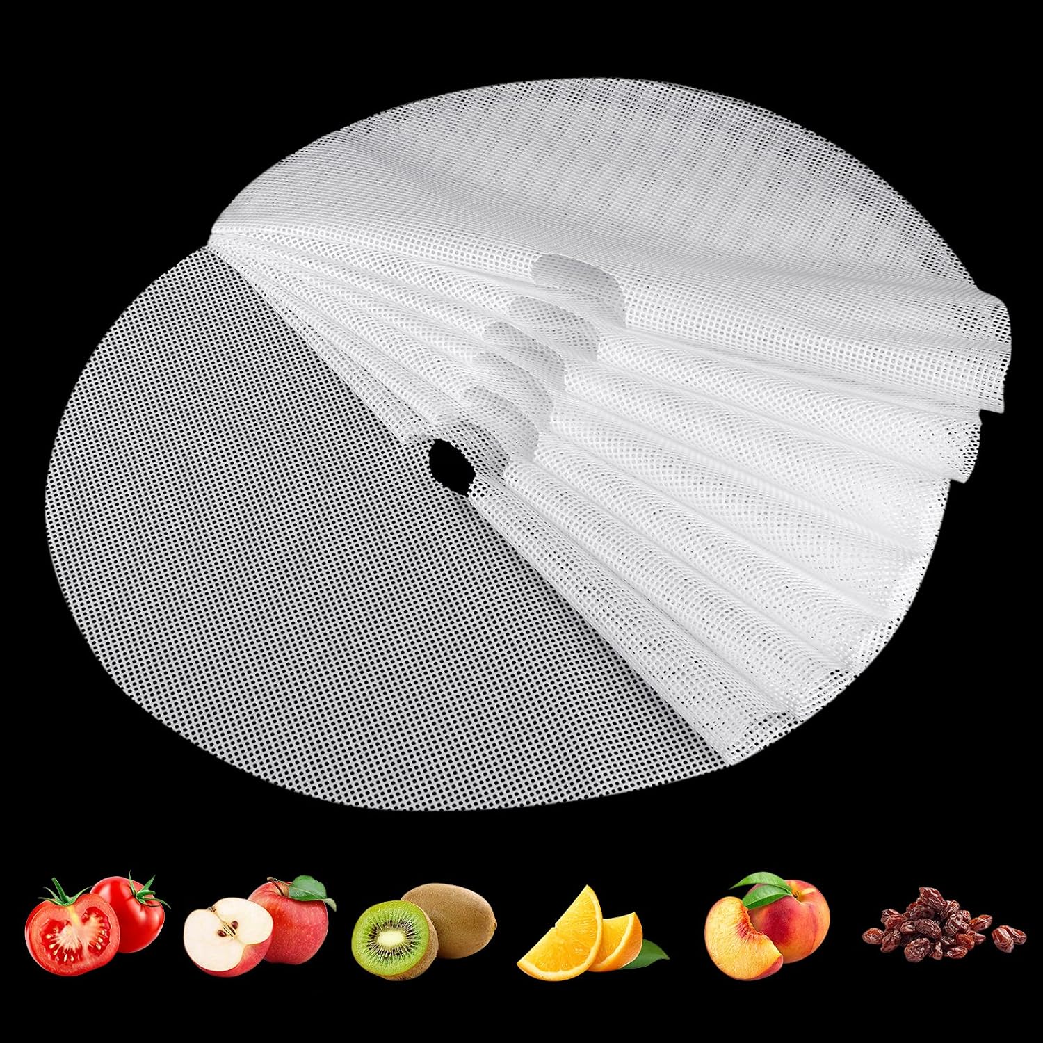 (8 Pack) Round Silicone Dehydrator Sheets, Dostk Premium Non Stick Silicone Mesh for Fruit Dehydrator, Tray Liner