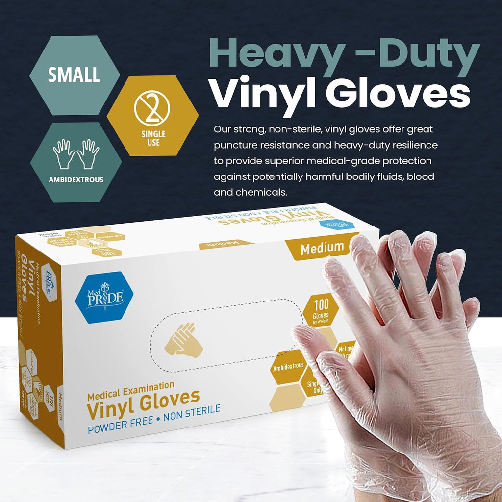 Vinyl Medical Exam Gloves,Powder & Latex-Free, Medium,100-Count