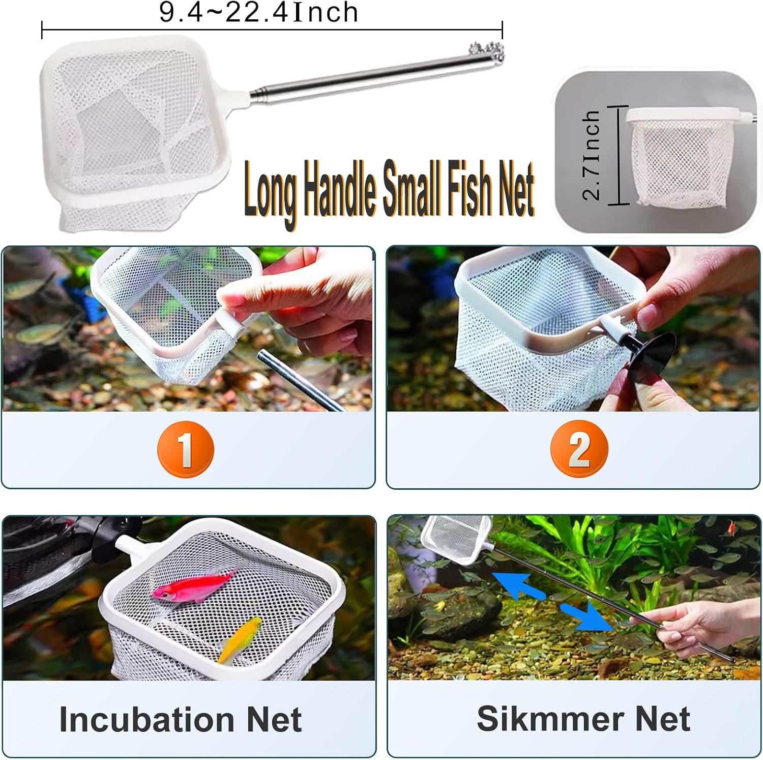 Aquarium Gravel Cleaner 15~30In with 6Ft Water Hose Fish Tank Water Changer Sand Vacuum with Skimmer Net and Long