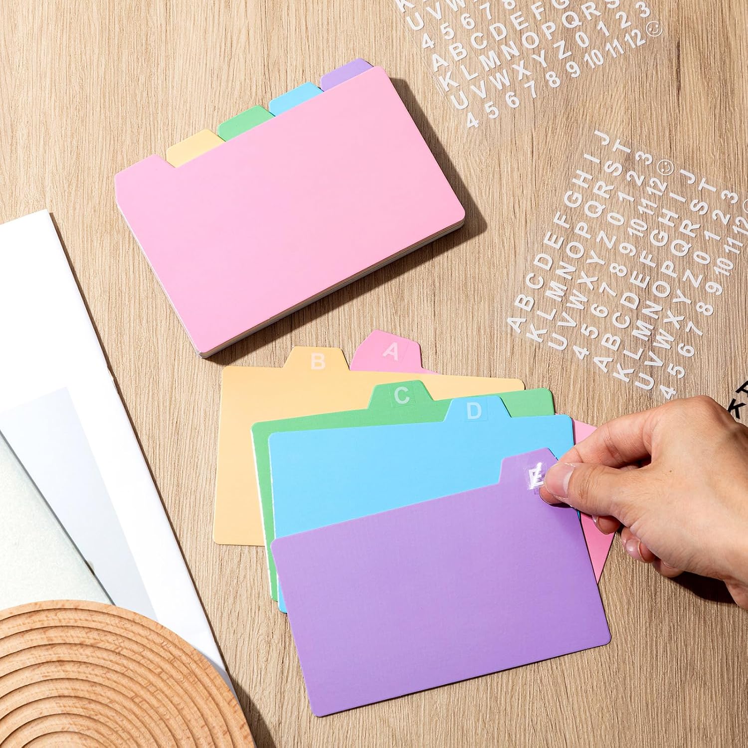 50 Pack 3 x 5 Inch Index Card Dividers with Tabs, 250gsm Paper | A-Z, Number Sticker, Dry Erase Index Card Guide