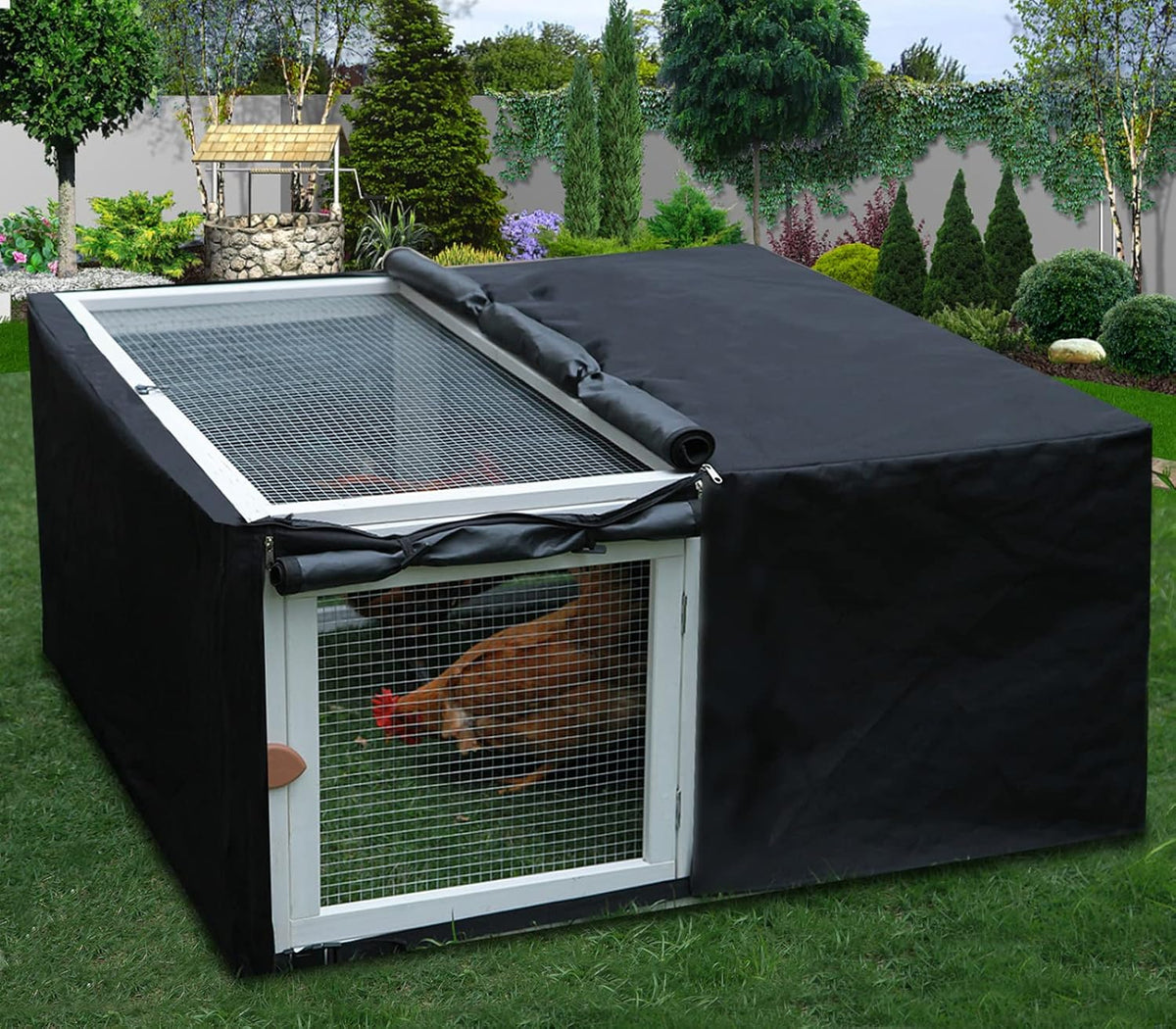 Assembly Free Chicken Coop, Foldable Chicken Run Cage Wooden, Extension Chicken Run Large Chicken Pen Rabbit