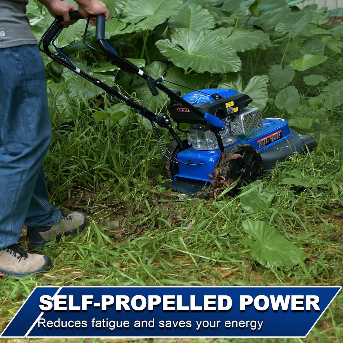 Self-Propelled Walk-Behind String Trimmer, 170cc 4-Cycle Gas Brush Cutter, 22" Cutting Diameter, 8-Position Height