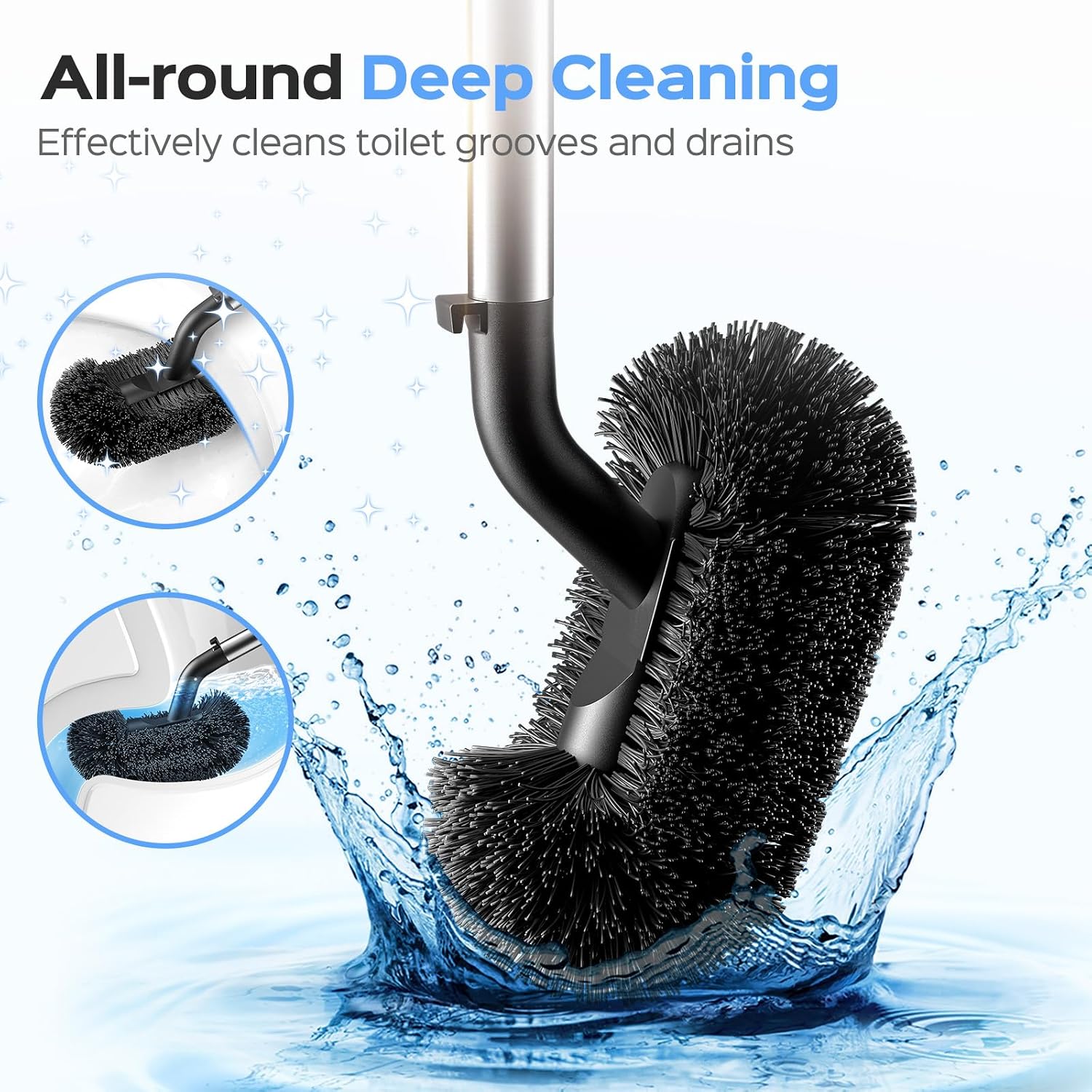 Toilet Plunger and Brush Set: 2 in 1 Stainless Steel Rustproof Combo with Deep Cleaning Curved Bristles - Heavy Duty