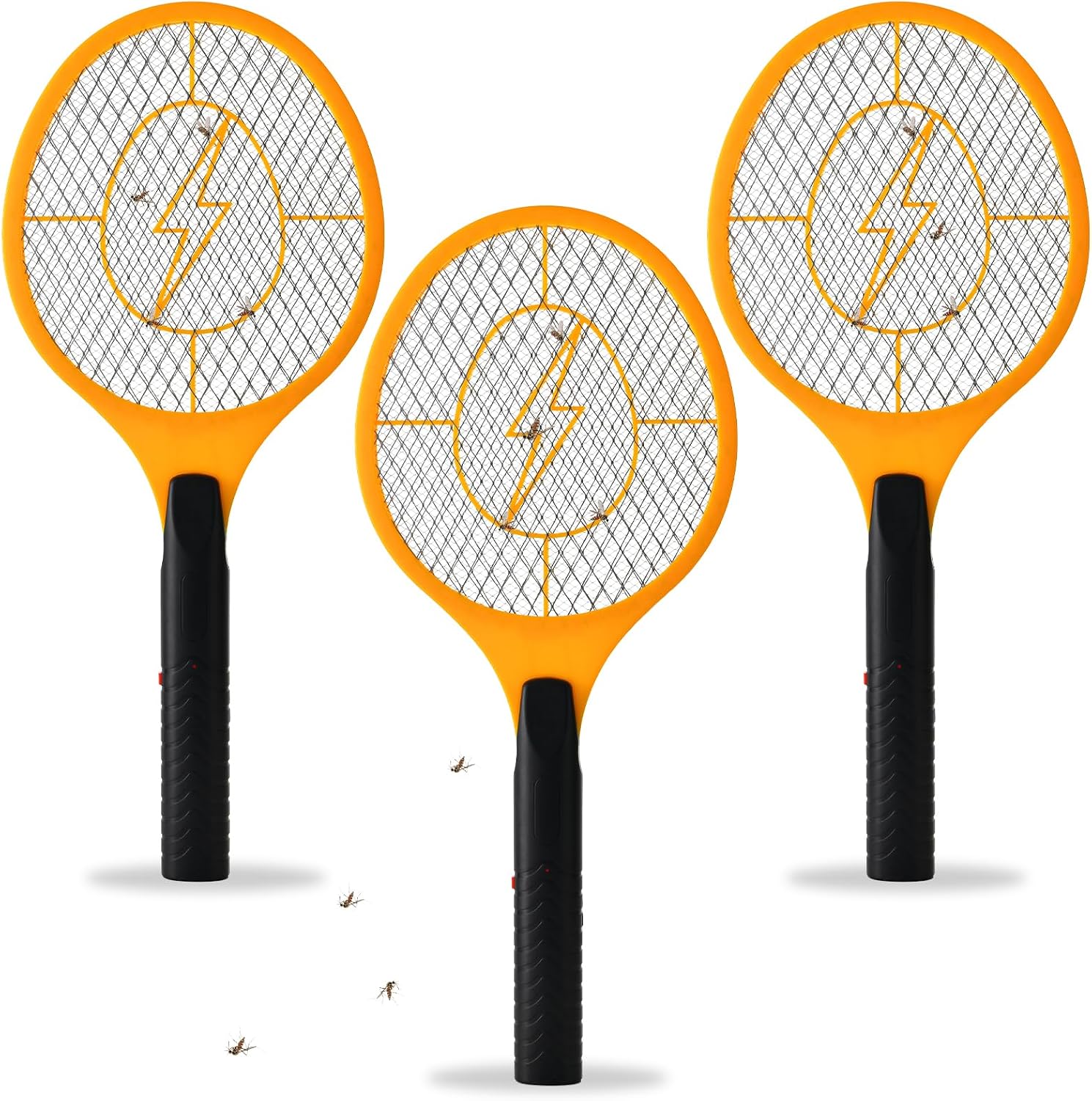 Electric Fly Swatter, Pack of 3 Bug Zapper, Fly Zapper, Handheld Powerful 3000V Zapper Racket for Indoor, Mosquito &