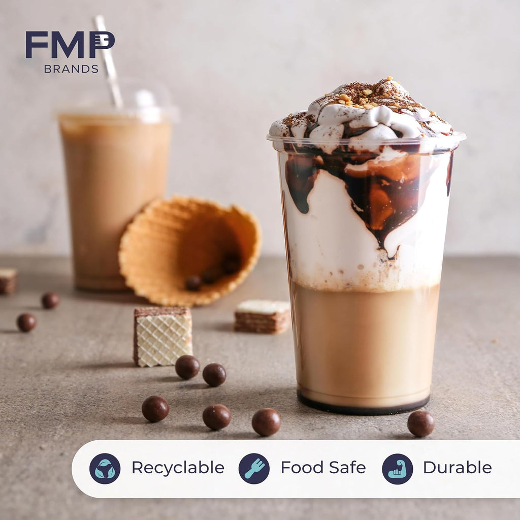 100 Pack 12 oz Disposable Plastic Coffee Cups with Dome Lids, To Go Iced Coffee Cups with Lids, BPA Free Clear