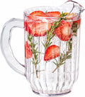 60 oz Clear Plastic Water Pitcher, Ribbed Carafe, 1 Count