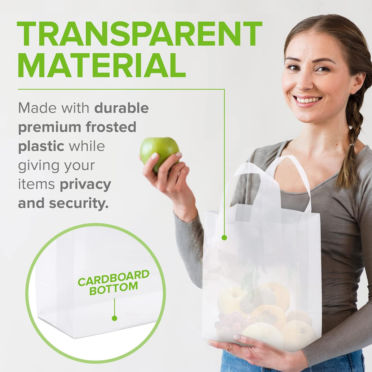 Clear Gift Bags with Handles, 8x4x10 Inch, 100 Pack