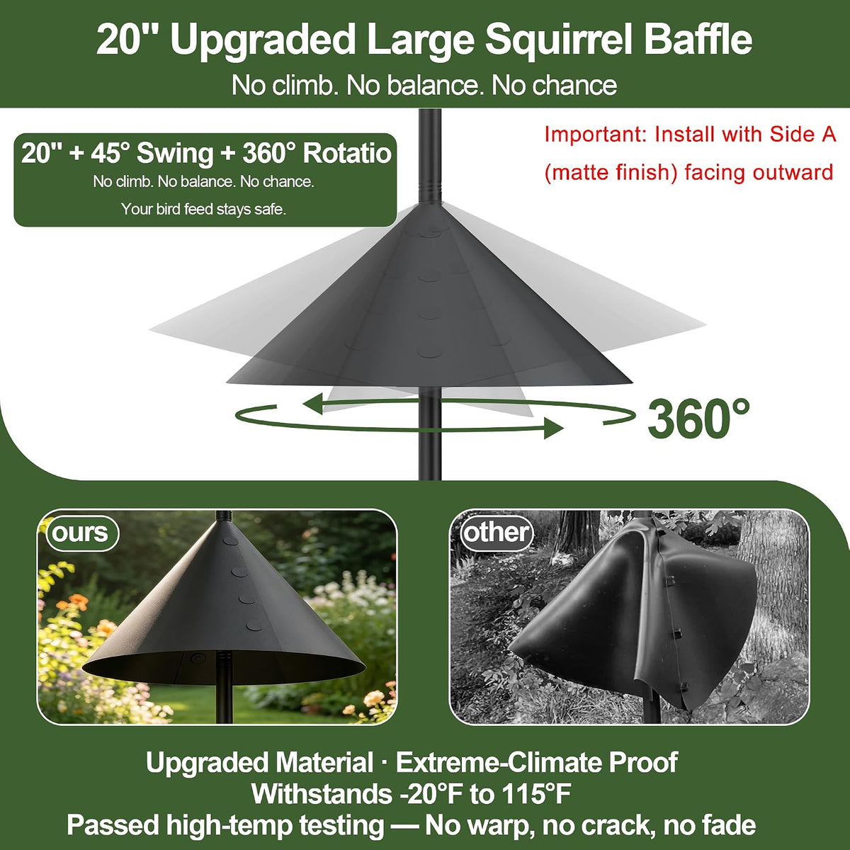 Bird Feeder Pole Squirrel Proof – Heavy Duty 107" Outdoor Stand