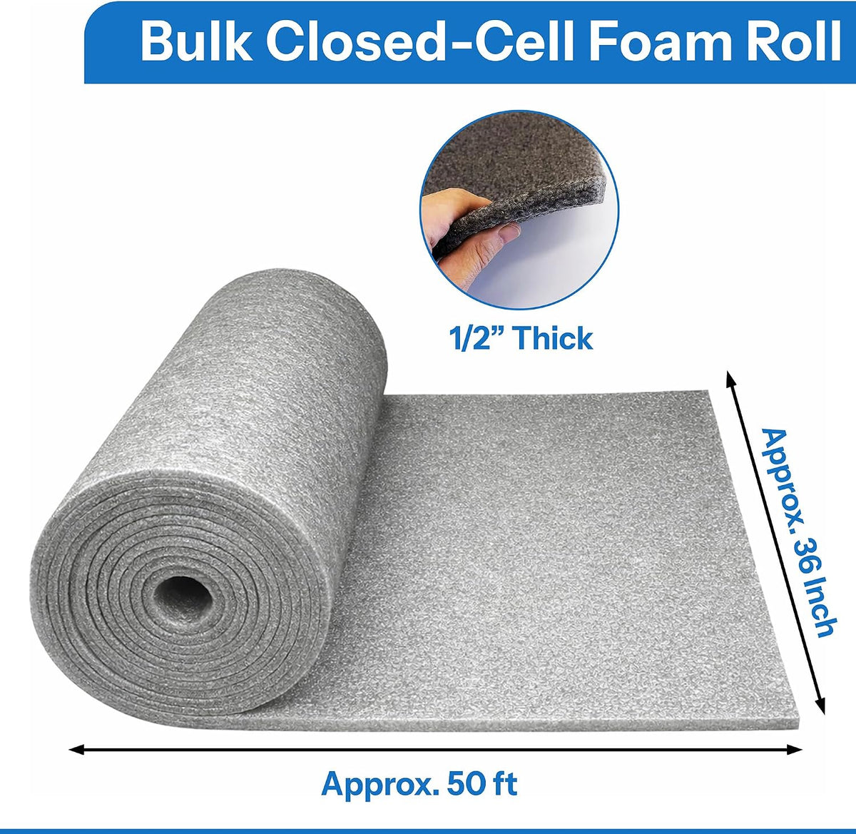Foam Sheet Roll 50ft x 36in x 1/2in - Durable, Easy to Cut