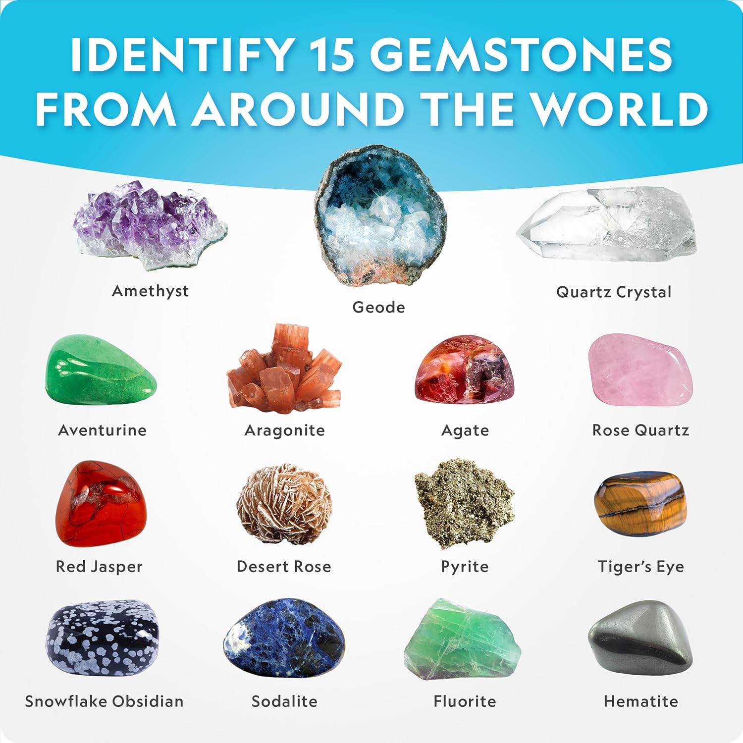 NATIONAL GEOGRAPHIC Mega Gemstone Dig Kit – Dig Up 15 Real Gemstones and Crystals, Science Kit for Kids, Gem Digging