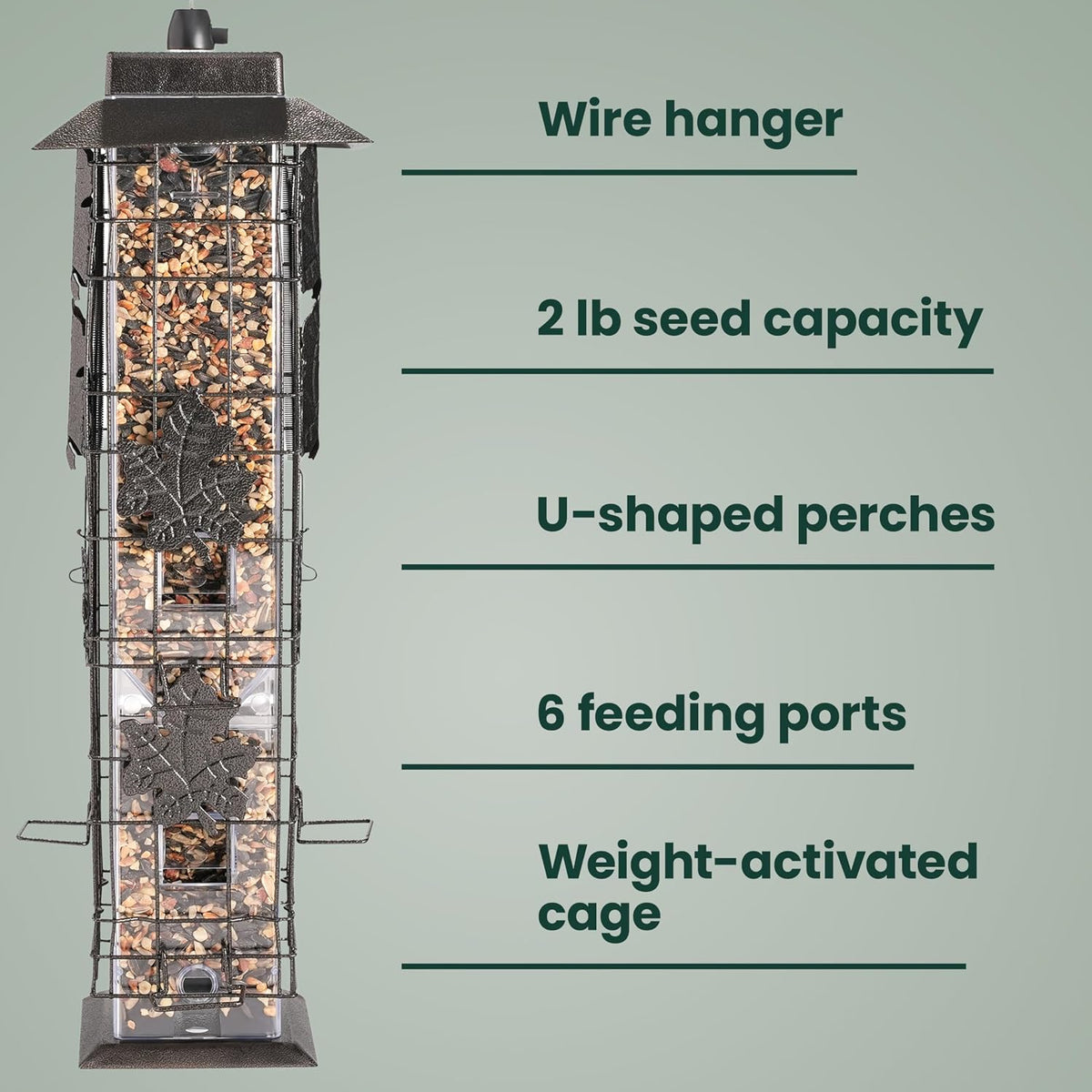 Squirrel-Be-Gone Bird Feeder, 2 lb Seed Capacity