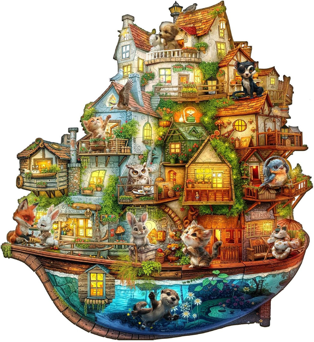 Wooden Puzzles for Adults (95 Piece, S, 8.5 * 7.8in) Animal Ark Wood Puzzle Adult, Unique Wooden Animal Jigsaw
