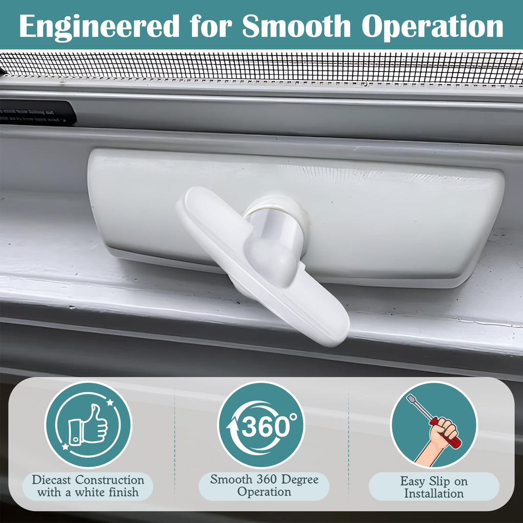 4 Pack Universal Tee Crank Casement Window Handles, White